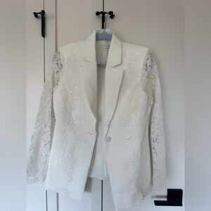12th tribe white lace blazer